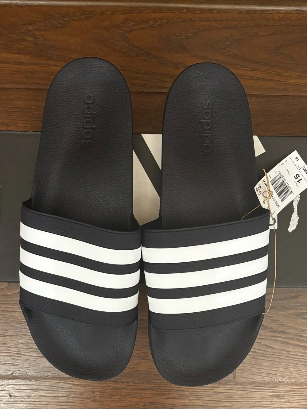 adidas Men's Adilette Shower Slides - Black/White - Size 15 - NWT